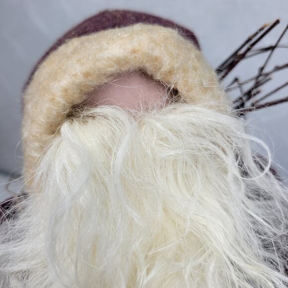 Handmade Primitive Santa Door Stop Weighted 10” Wool Coat Burlap Sack Vintage - Picture 11 of 12